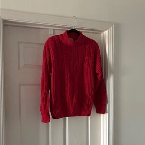 Vintage 1980s Red Cable Knit Sweater